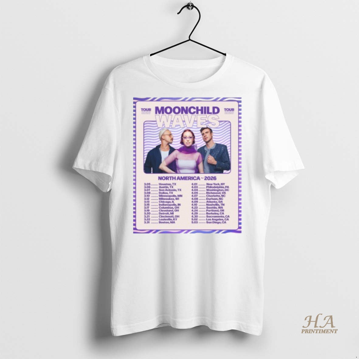 Official Waves Moonchild North America Tour 2026 Shirt