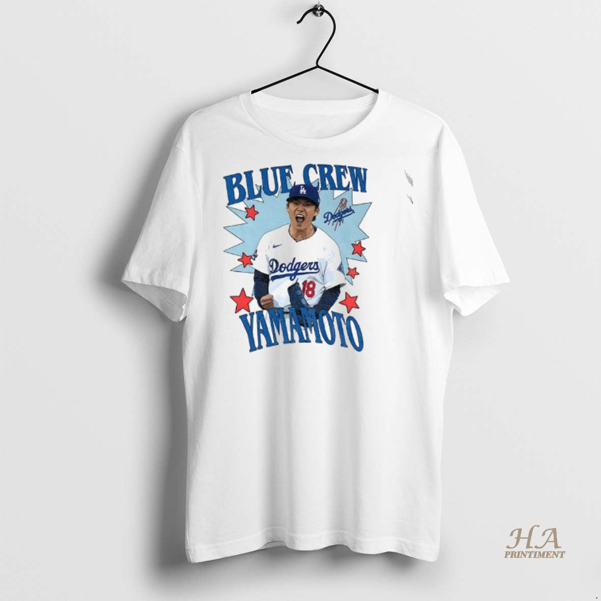 Official Yoshinobu Yamamoto 18 Los Angeles Dodgers Blue Crew Mlb Baseball 2025 Shirt