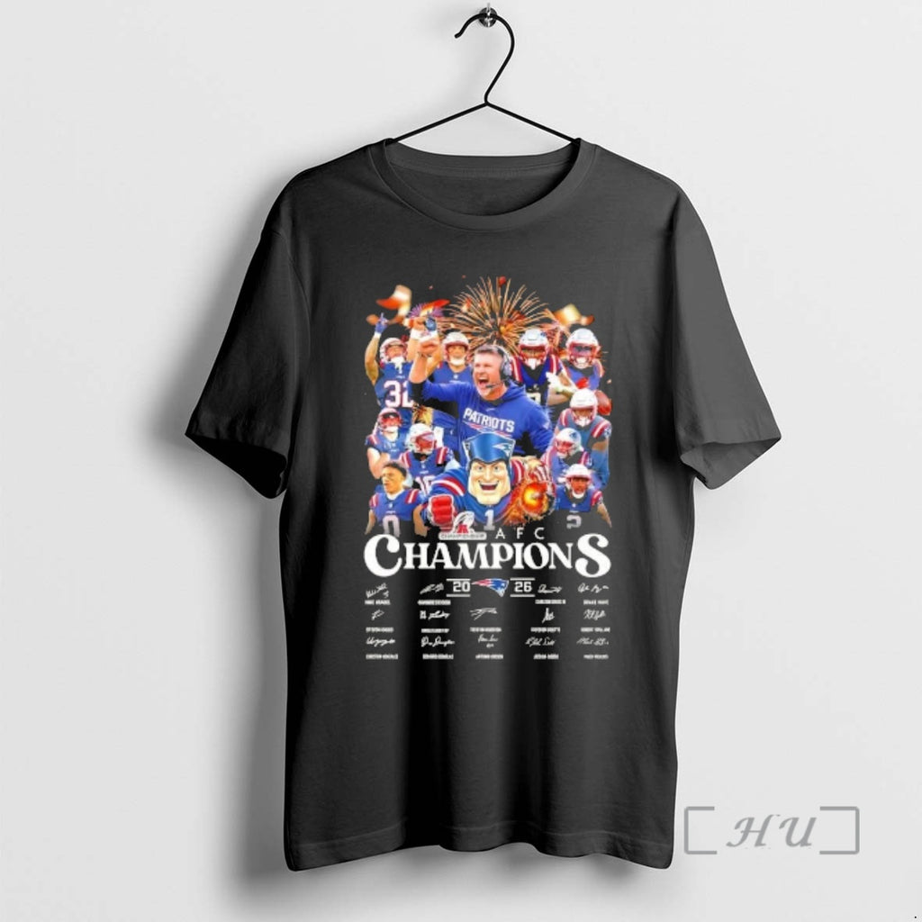 Officials 2026 Afc Champions Coach Mike Vrabel And All Players Signatures Premium T Shirts Sweater
