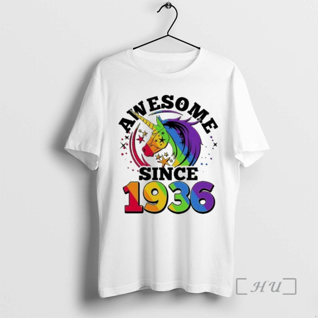 Officials 90th Birthday Rainbow Unicorn Awesome Since 1936