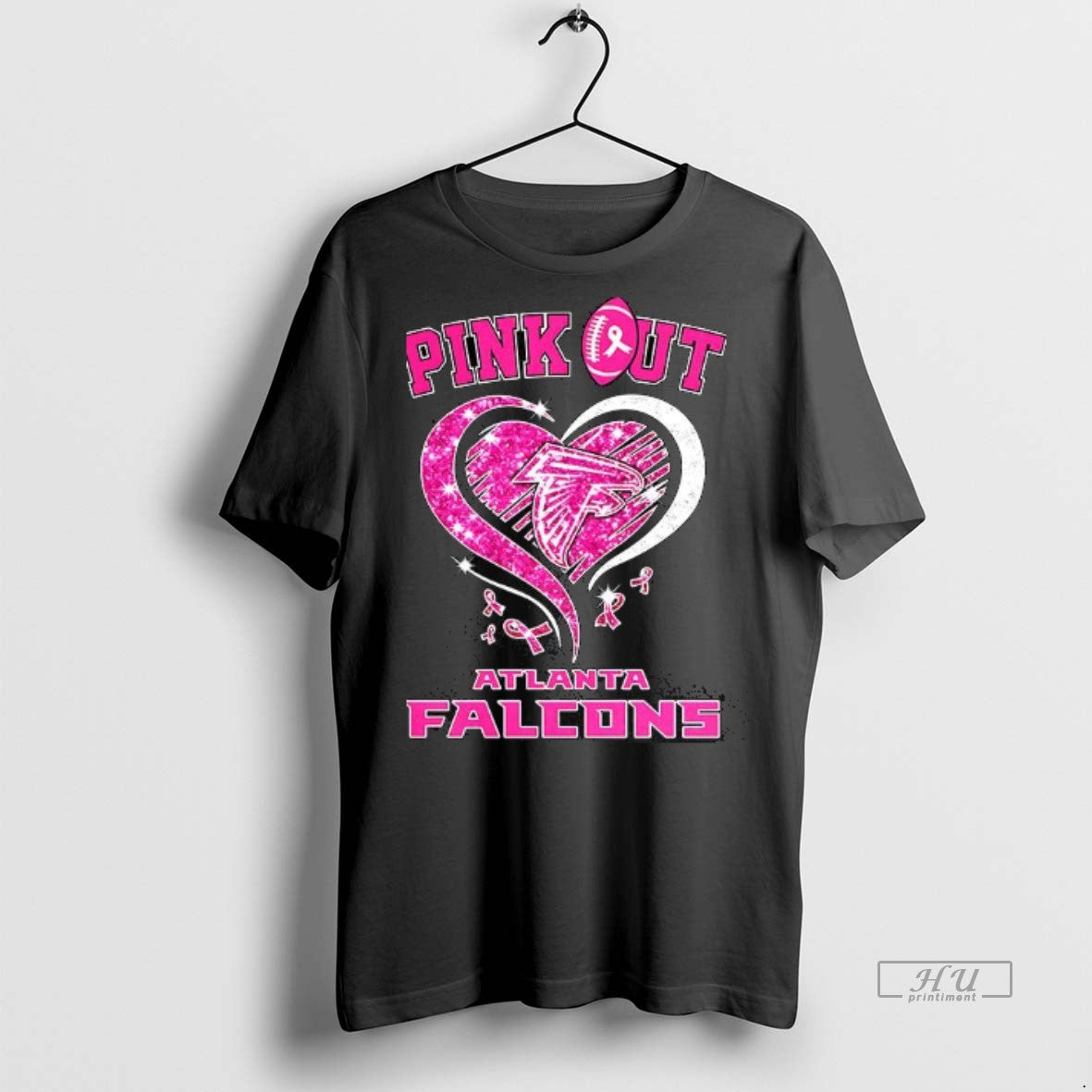 Officials Atlanta Falcons Football X Pink Out Pink Ribbon Diamond Heart Premium Tee Shirt Sweater
