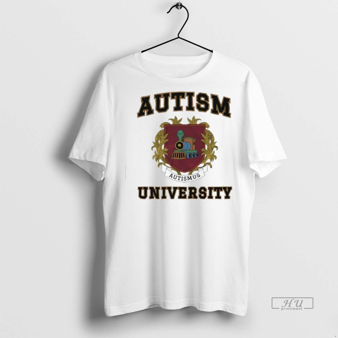 Officials Autism University Shield Crest With A Toy Train Graphic Premium Tee Shirt Sweater