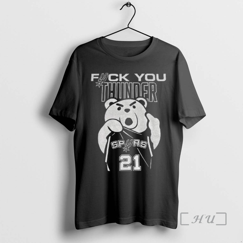 Officials Bear Tim Duncan San Antonio Spurs Middle Finger Fuck You Thunder Premium T Shirts