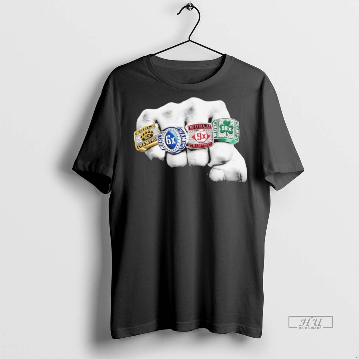 Officials Boston Sports Teams Champions Hand Rings Premium Tee Shirt Sweater