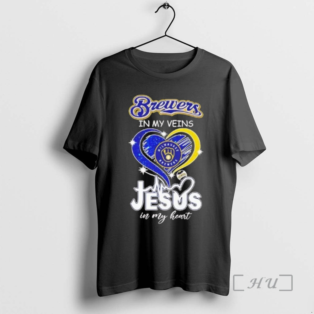 Officials Brewers In My Veins Jesus In My Heart Diamond Heart Premium T Shirts Sweater