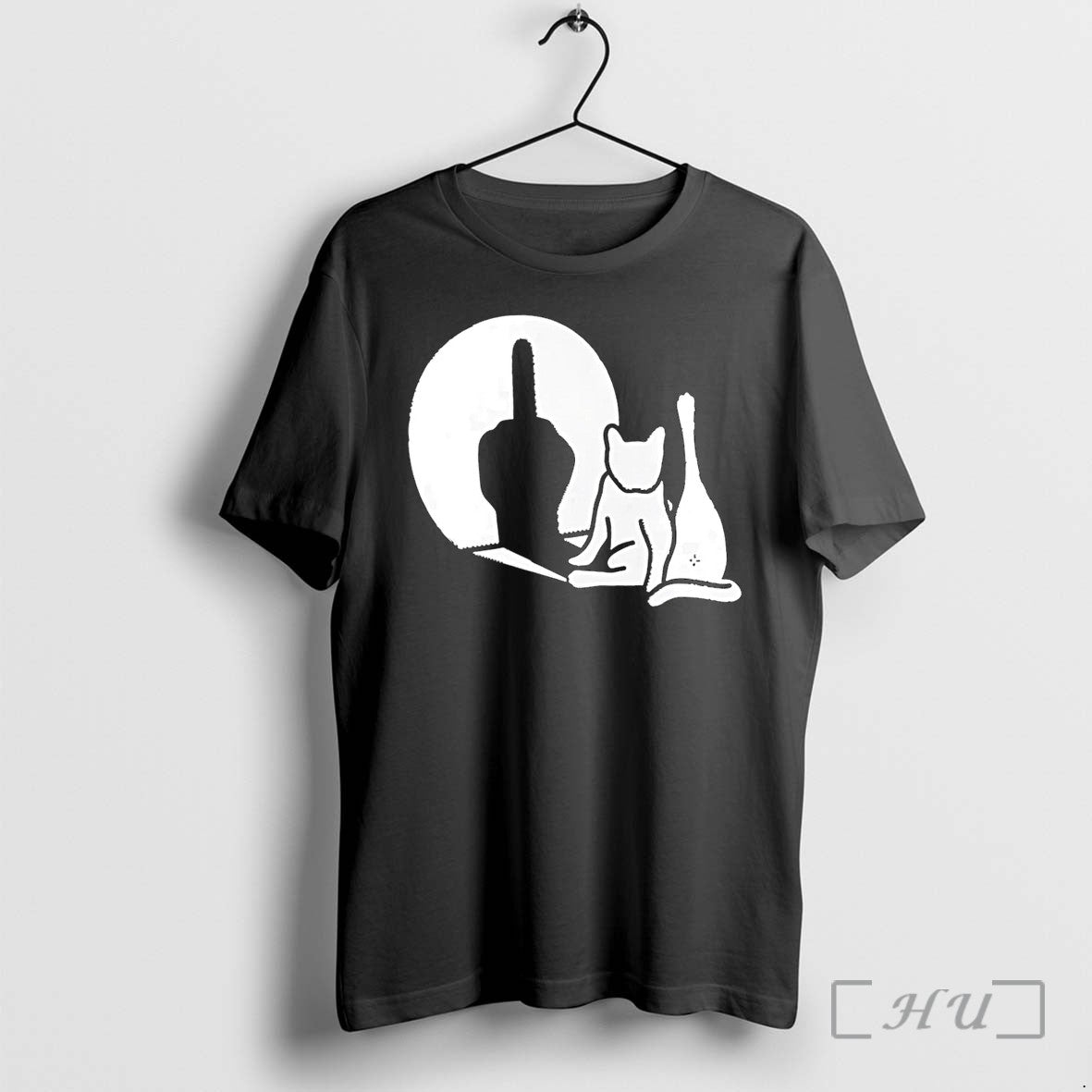 Officials Cat Raising Its Leg To Cast A Middle Finger Shadow Black Premium T Shirts Unisex , , , Long Sleeve Tee