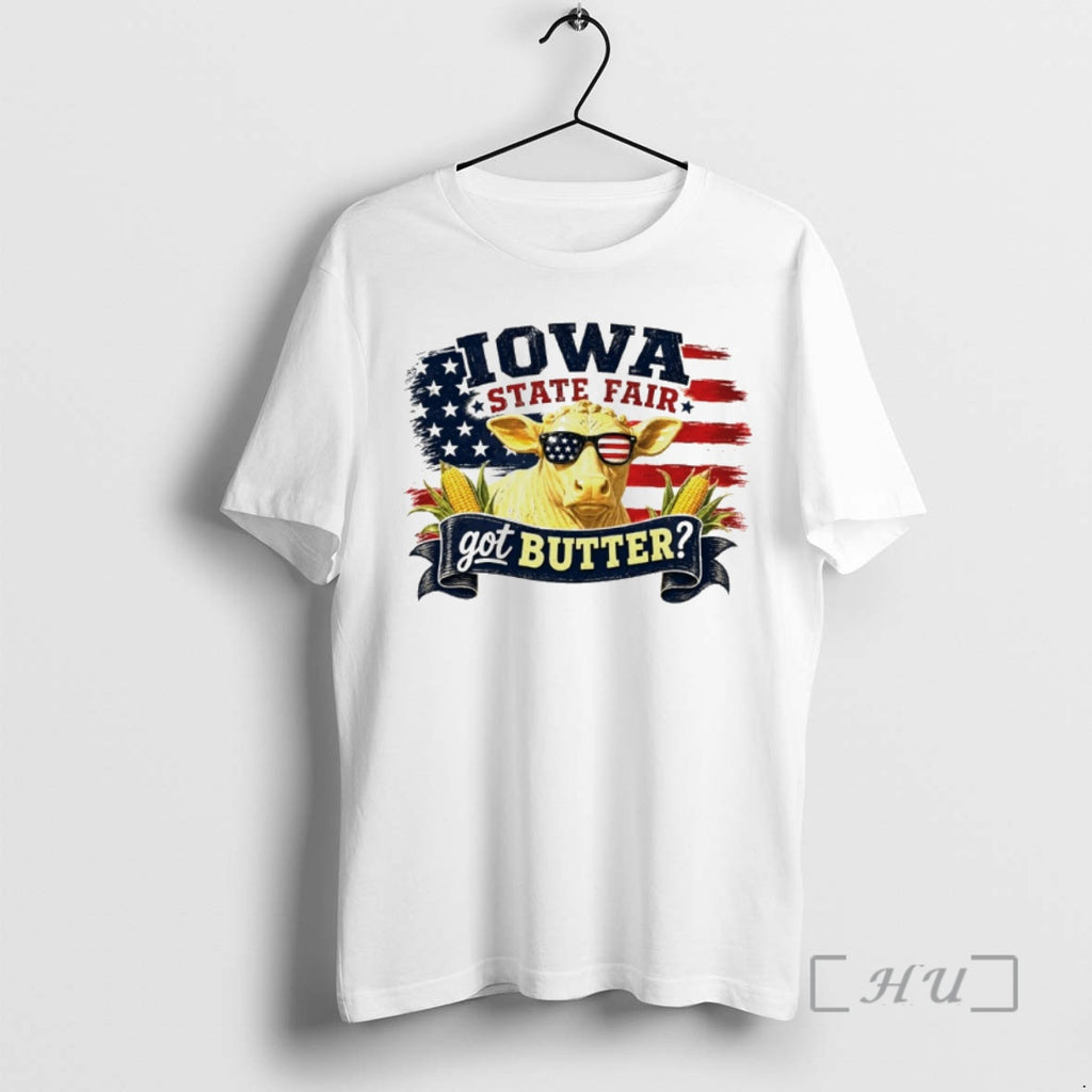 Officials Cow Jowa State Fair Got Butter American Flag 4th Of July Premium T Shirts