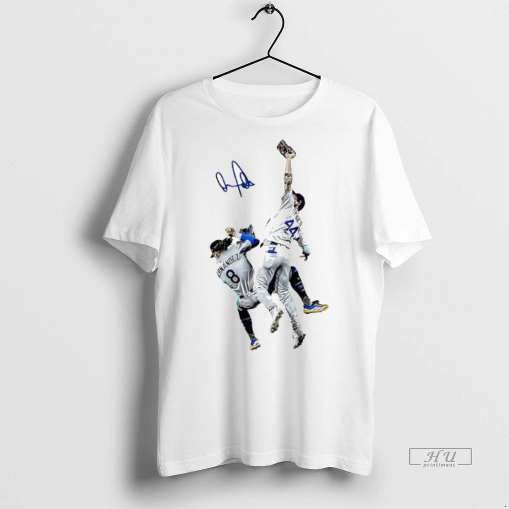 Officials Dodgers Palyer Teoscar Hernandez And George Springer Graphic Signature Premium Tee Shirt Sweater