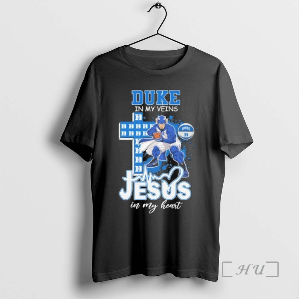 Officials Duke Basketball Mascot In My Veins Jesus In My Heart Premium T Shirts Sweater