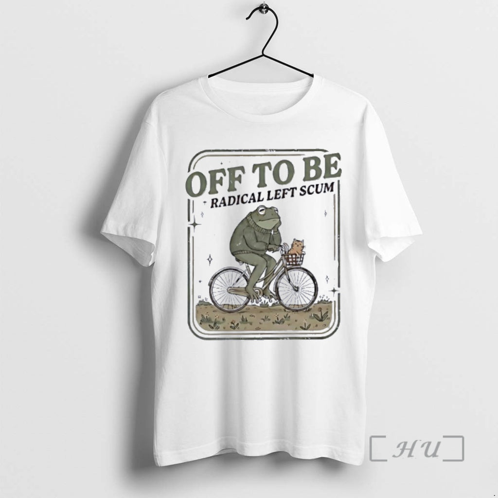 Officials Frog And Cat Driving Bicycle Off To Be Radical Left Scum Premium T Shirts