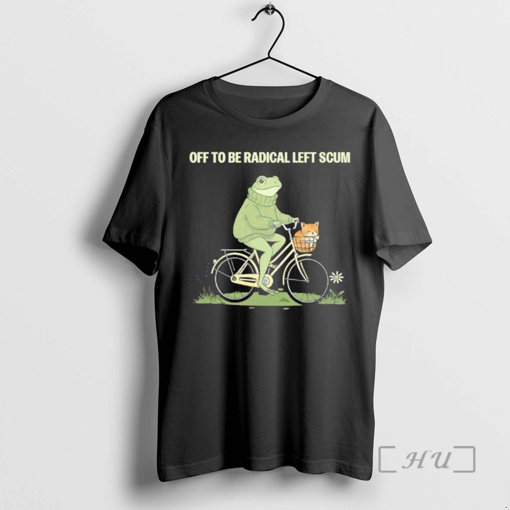 Officials Frog Riding Bike With Cat Off To Be Radical Left Scum Premium T Shirts