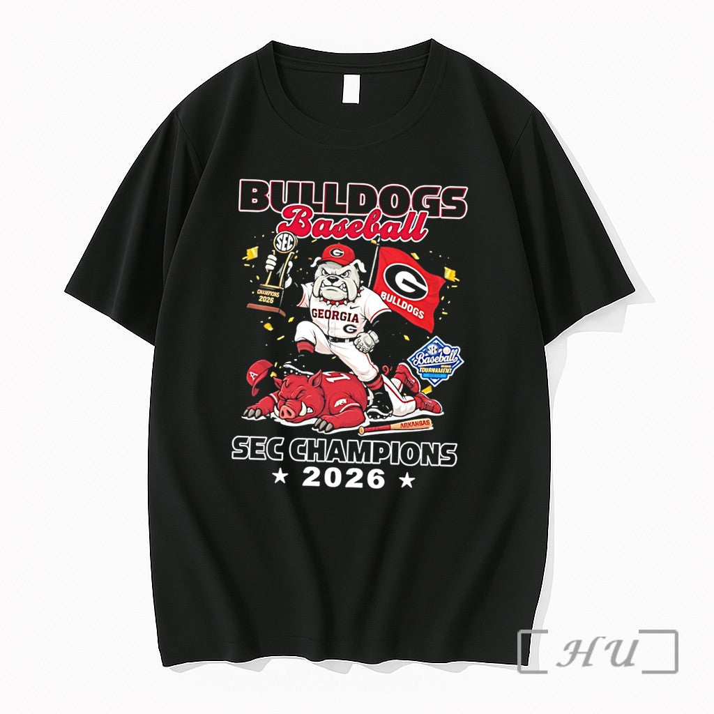 Officials Georgia Bulldogs Baseball 2026 Sec Champions Mascot Tee Unisex , , , Long Sleeve Tee