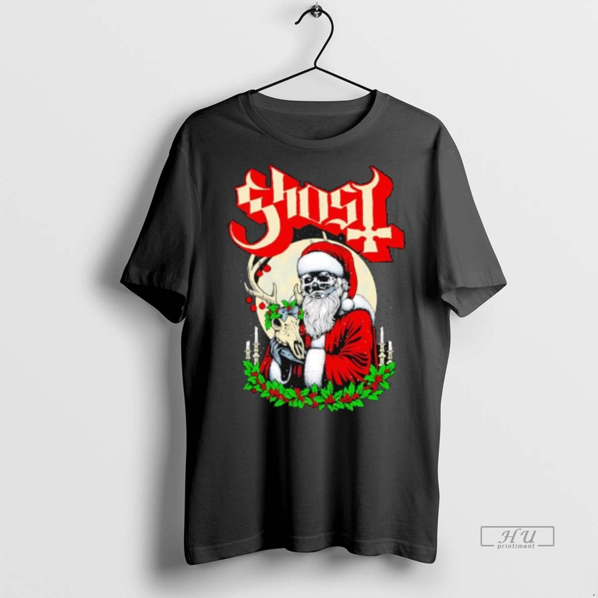 Officials Ghost Father Christmas Santa Skeleton Graphic Premium Tee Shirt Sweater