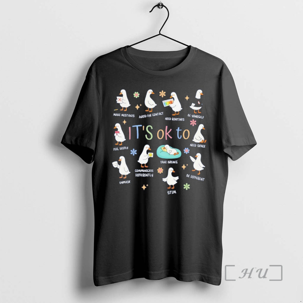 Officials Goose Its Ok To Be Different Autism Goose Make Mistakes Graphic Premium T Shirts