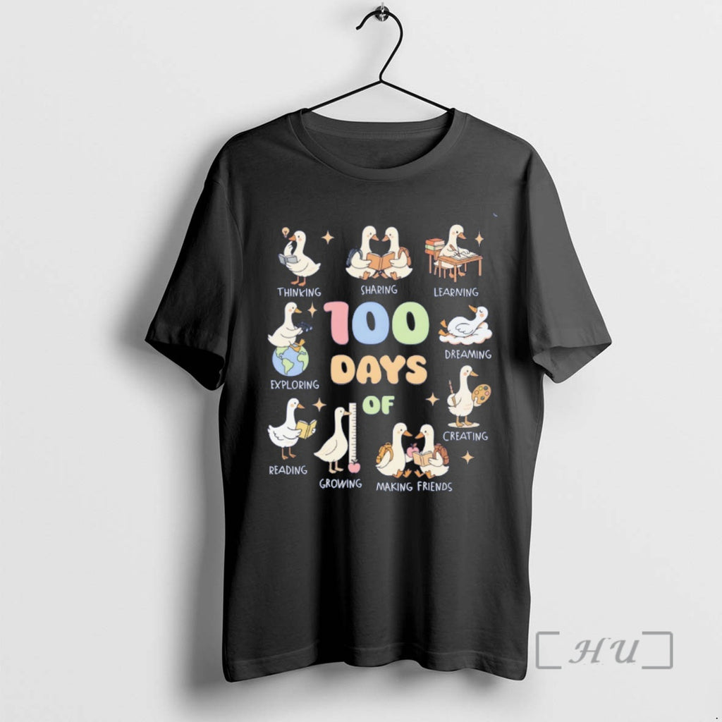 Officials Goose Teacher 100 Days Of School Thinking Sharing Learning Exploring Reading Graphic Premium