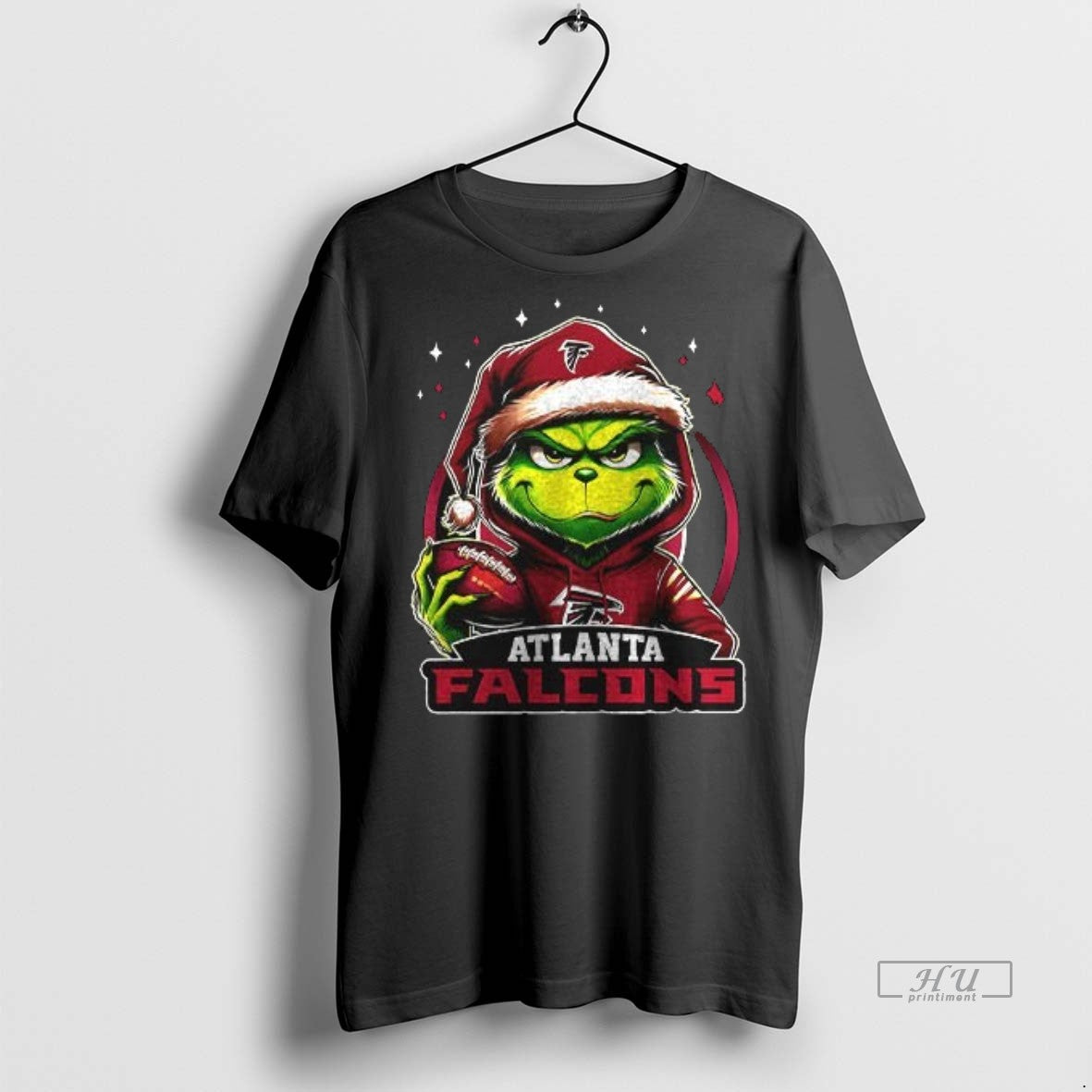 Officials Grinch With Santa Hat X Atlanta Falcons Merry Christmas Premium Tee Shirt Sweater