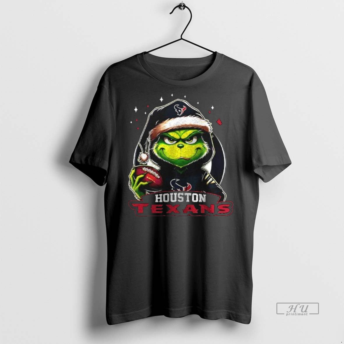 Officials Grinch With Santa Hat X Houston Texans Merry Christmas Premium Tee Shirt Sweater