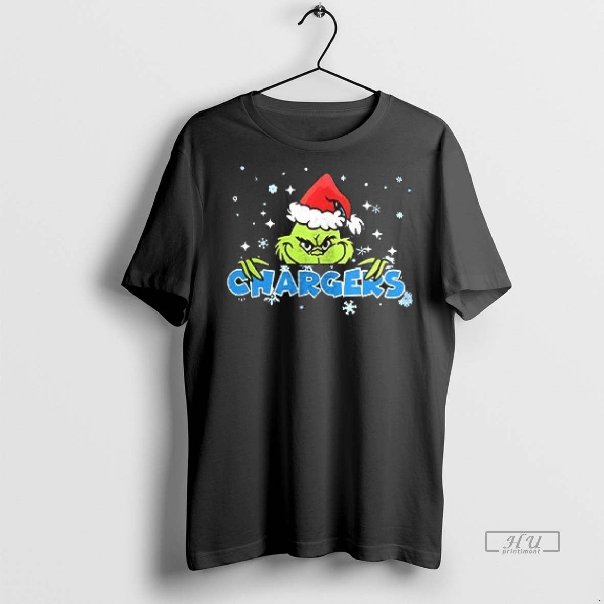 Officials Grinch With Santa Hat X Los Angeles Chargers Merry Christmas Premium Tee Shirt Sweater