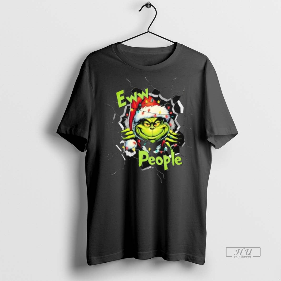 Officials Grinchew Eww People Funny Christmas Lights Design Graphic Premium Tee Shirt Sweater