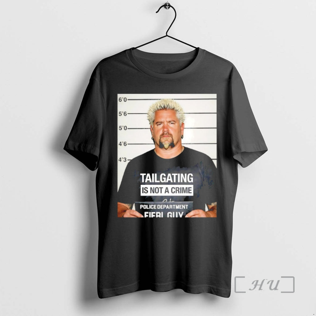 Officials Guy Fieri Wearing Tailgating Is Not A Crime Signature Mugshot Premium T Shirts Sweater