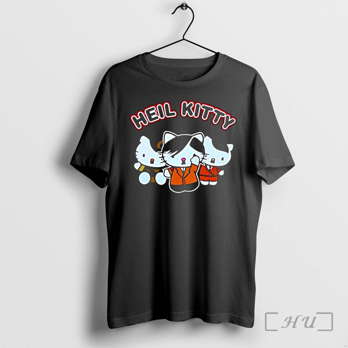 Officials Heil Kitty Parody Hitler Characters Funny Black Unisex , , , Long Sleeve Tee