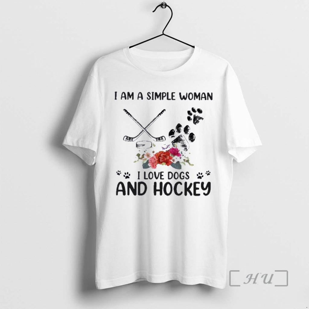 Officials I Am A Simple Woman I Love Dogs And Hockey Premium T Shirts Sweater