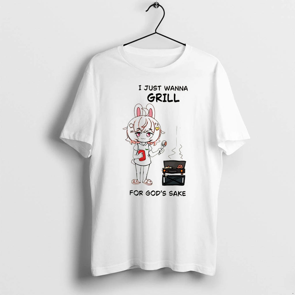 Officials I Just Wanna Grill For Gods Sake Anime Bunny Girl Tee