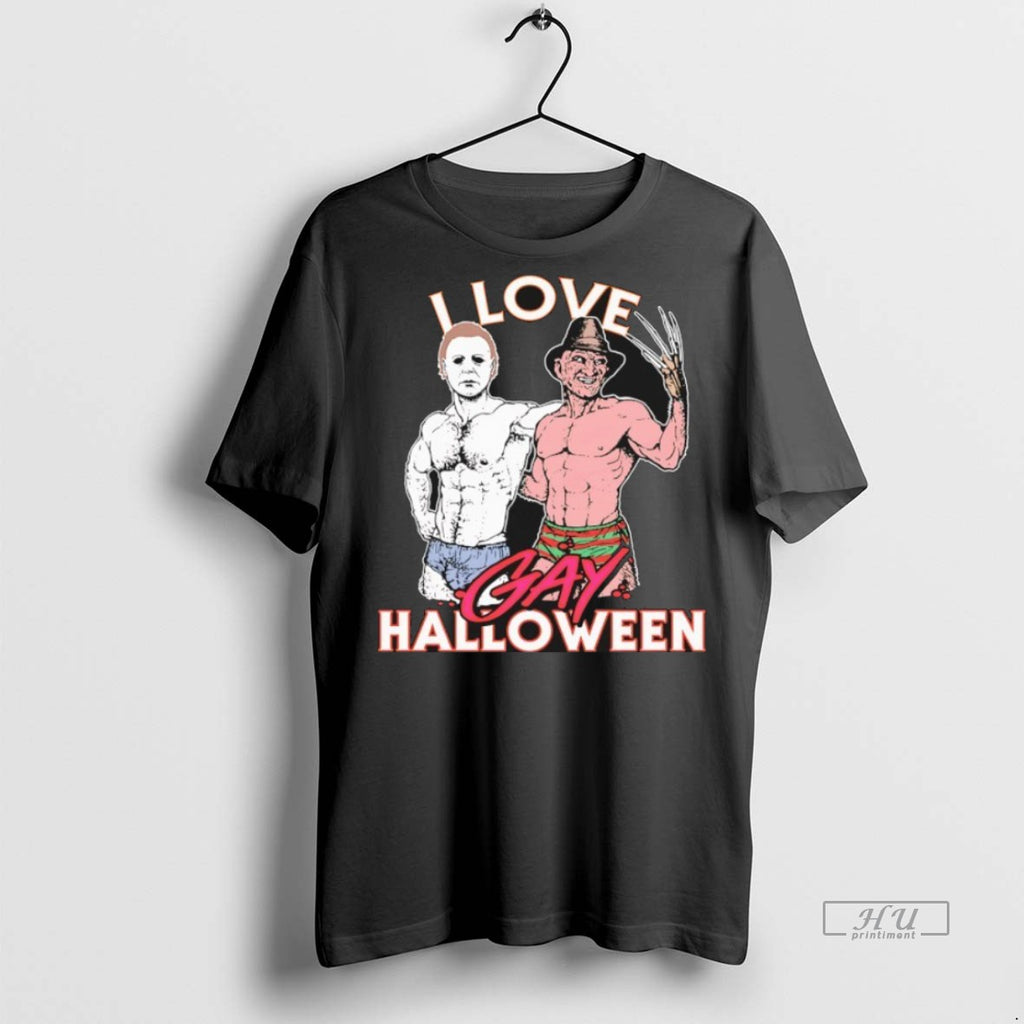 Officials I Love Gay Halloween Michael Myers And Jason Voorhees Premium Tee Shirt Sweater