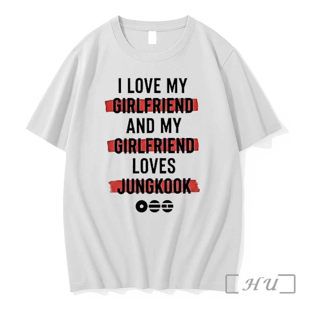 Officials I Love My Girlfriend And My Girlfriend Loves Jungkook Unisex , , , Long Sleeve Tee