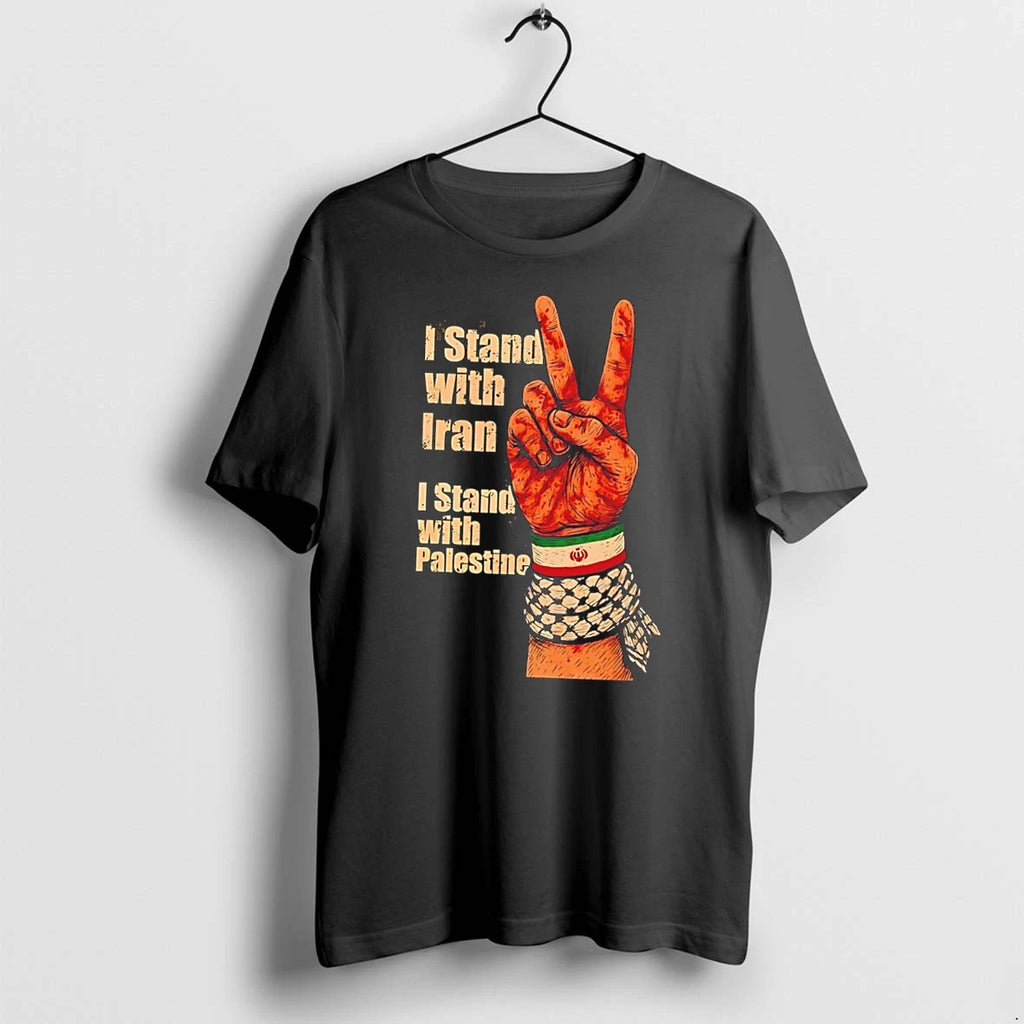 Officials I Stand With Iran I Stand With Palestine Hand Gesture Tee