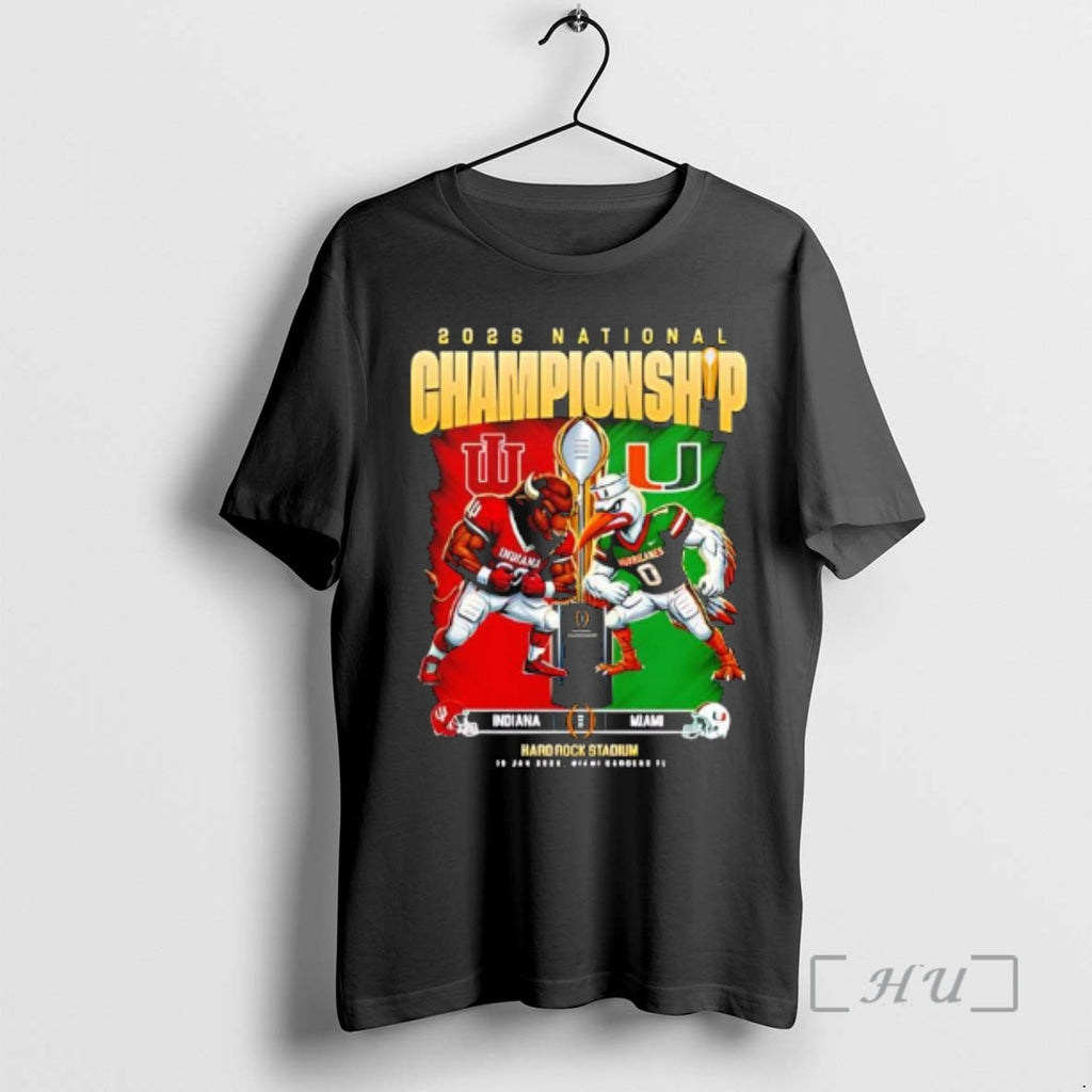 Officials Indiana Vs Miami 2026 Natinal Championship Hard Rock Stadium Mascots Premium T Shirts Sweater