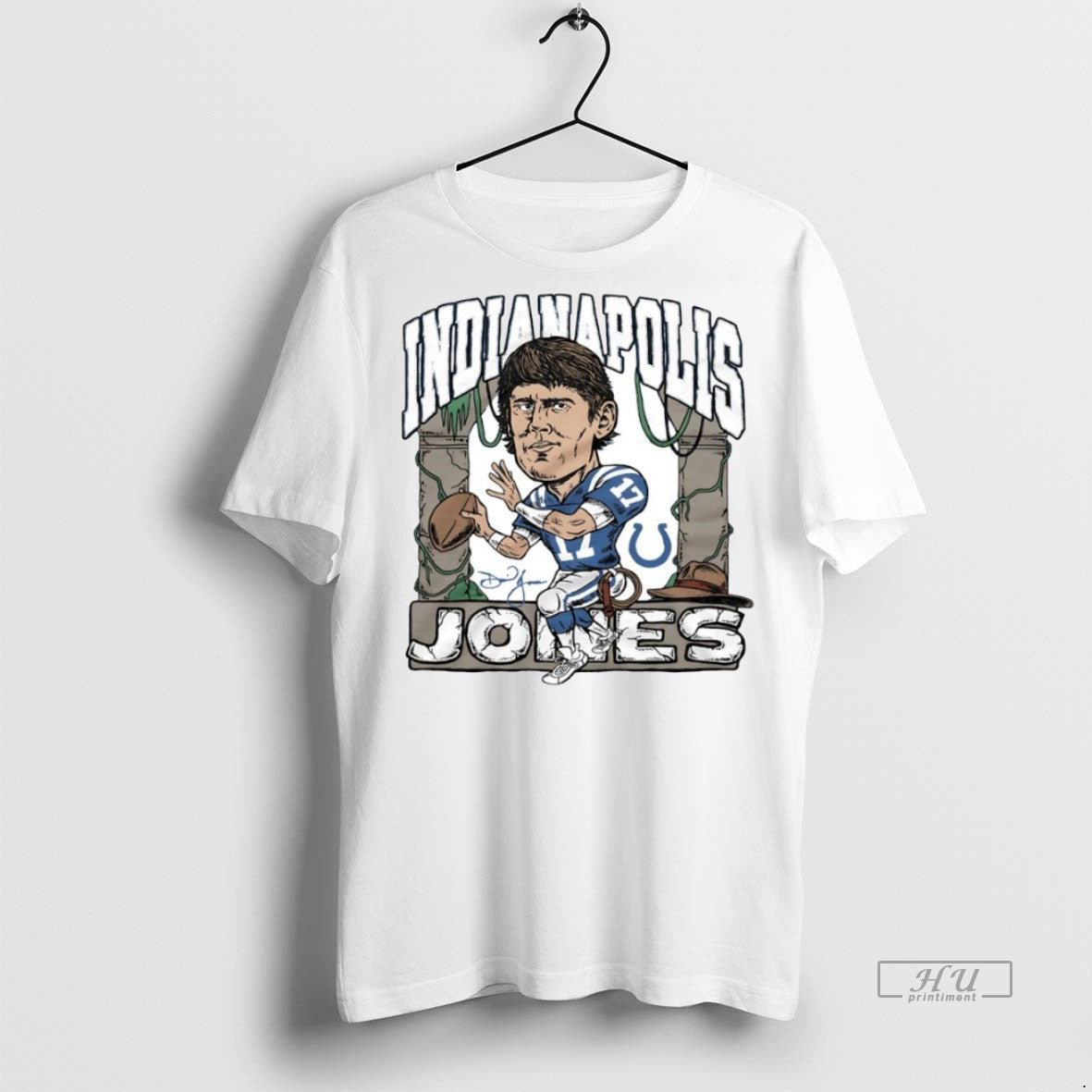 Officials Indianapolis Colts Daniel Jones Caricature Signature Circle Premium Tee Shirt Sweater