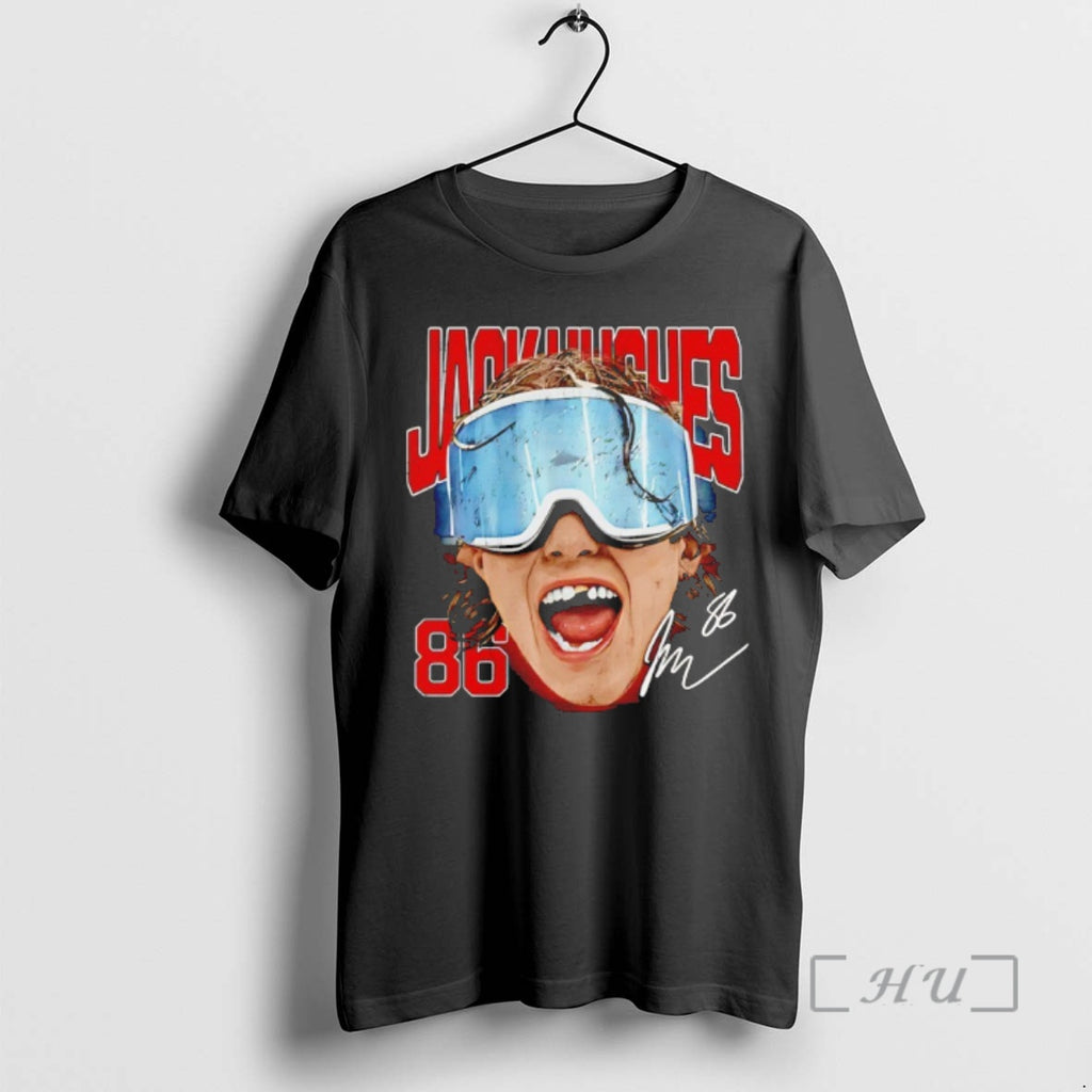 Officials Jack Hughes New Jersey Devils Goggles 2026 Big Head Signature Premium T Shirts Sweater