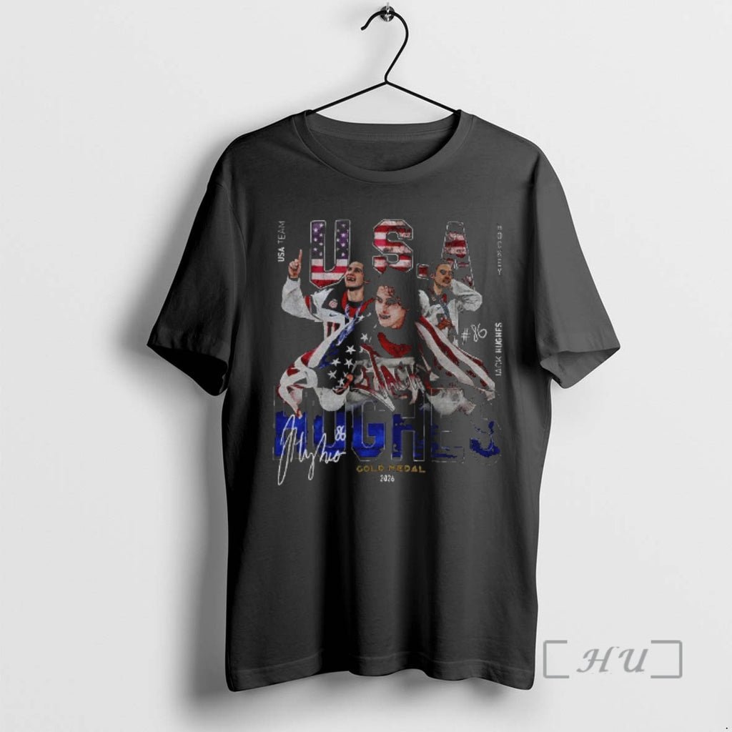 Officials Jack Hughes Gold Medal Usa Hockey Player Graphic Signature