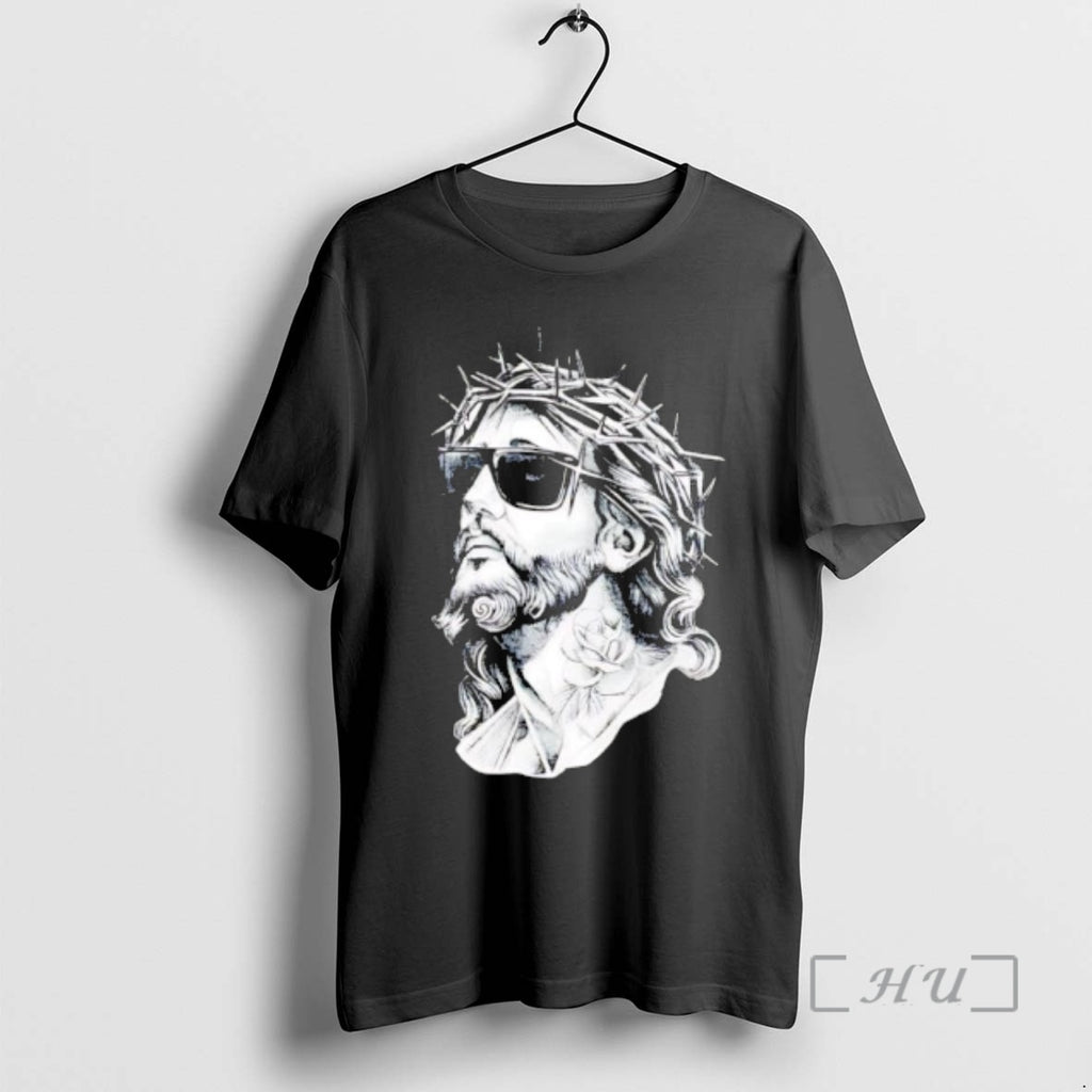 Officials Jesus Christ Wearing Sunglasses With Rose Tattoo Graphic