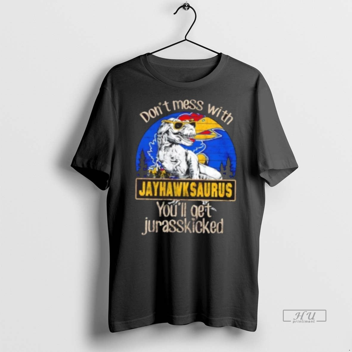 Officials Kansas Jayhawks Dont Mess With Jayhawksaurus Youll Get Jurasskicked Premium Tee Shirt Sweater