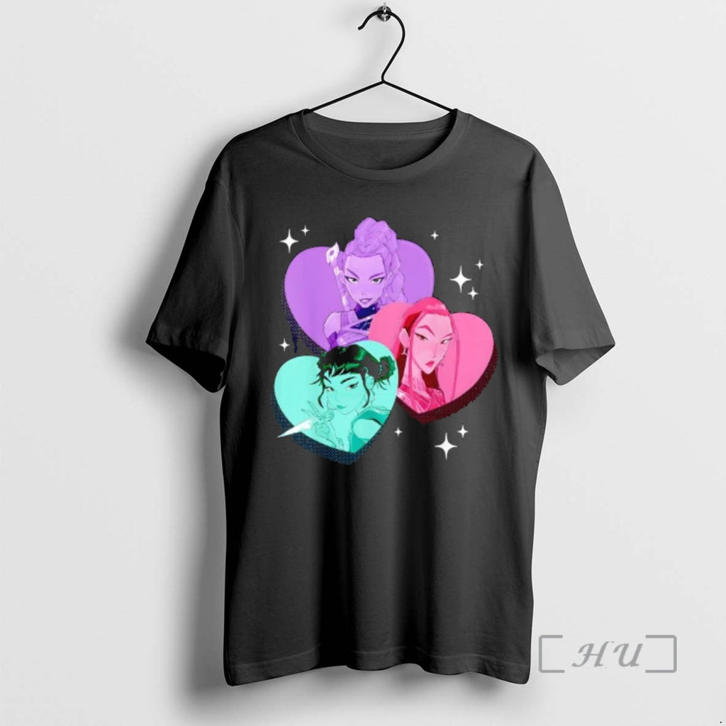 Officials Kpop Demon Hunters Huntrix Heart Frame Zoey Rumi And Mira Premium T Shirts Sweater