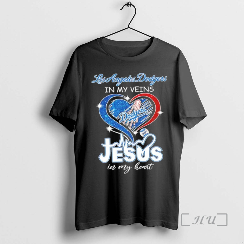 Officials Los Angeles Dodgers In My Veins And Jesus In My Heart Diamond Heart Premium