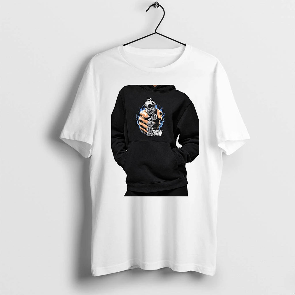 Officials Maniac State Handgun Fist Chrome Cross Rings Premium T Shirt
