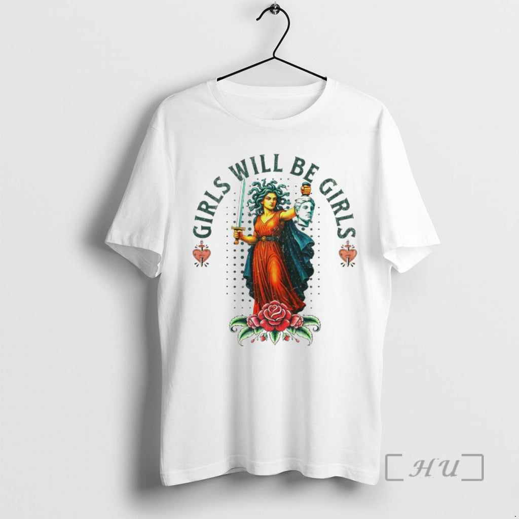 Officials Medusa With The Head Of Perseus Girls Will Be Girls Vintage Premium T Shirts