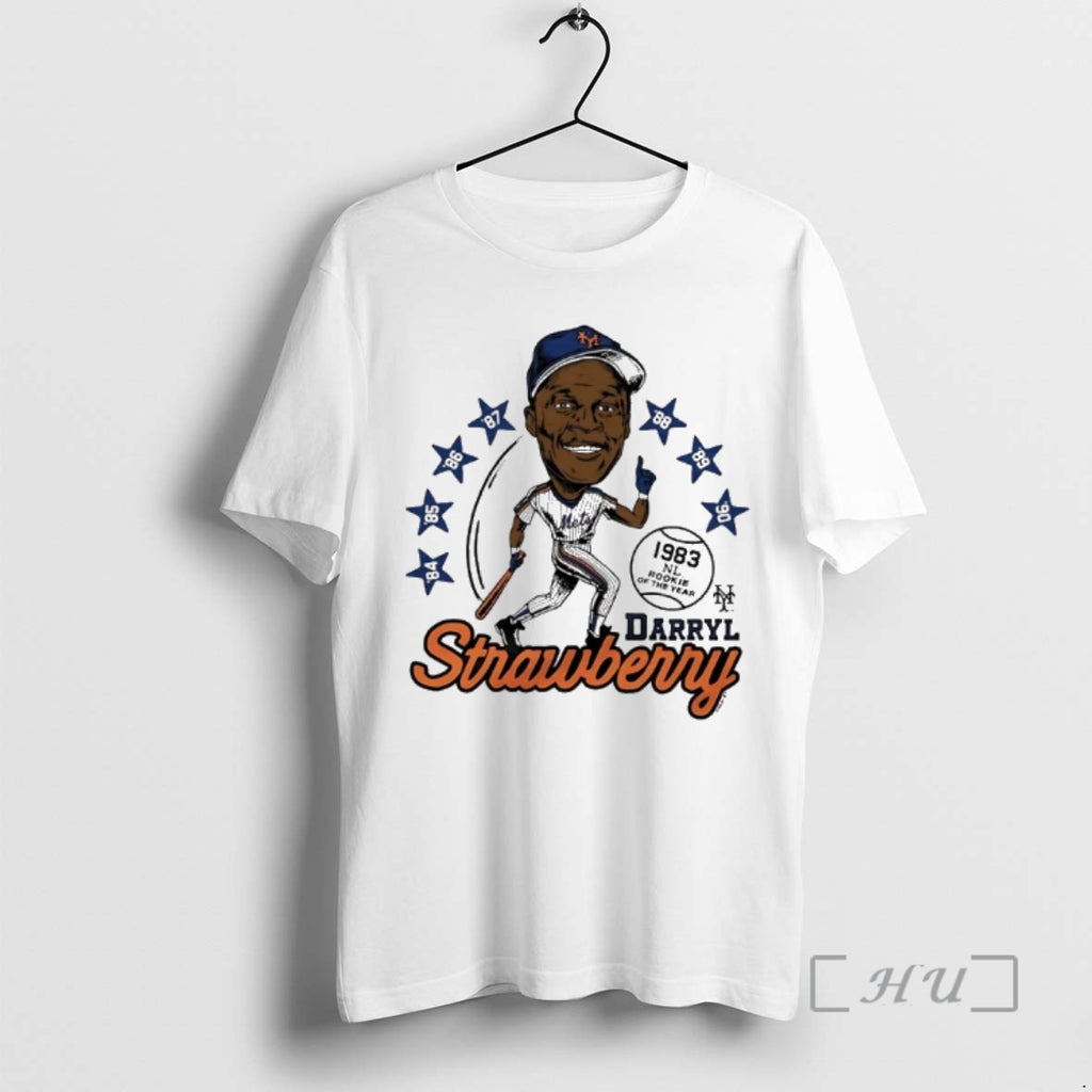 Officials Mets Darryl Strawberry 1983 Nl Rookie Of The Year Caricature Premium T Shirts Sweater