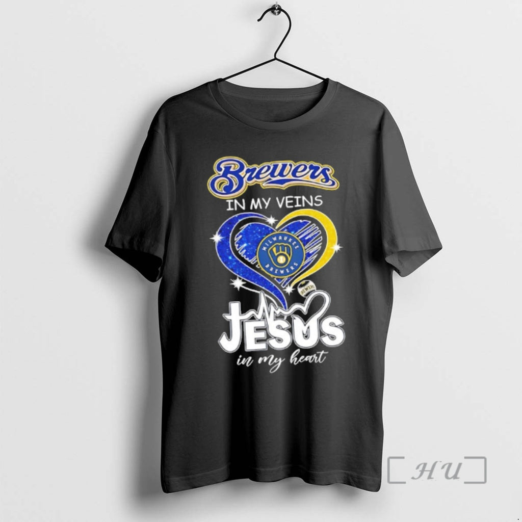 Officials Milwaukee Brewers In My Veins And Jesus In My Heart Diamond Heart Premium