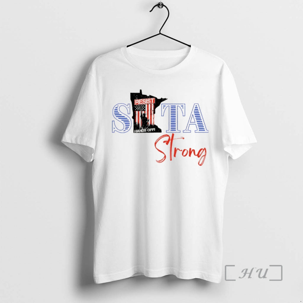 Officials Minnesota Strong Anti Ice Sita Resist Hands Off Strong American Flag Premium T Shirts