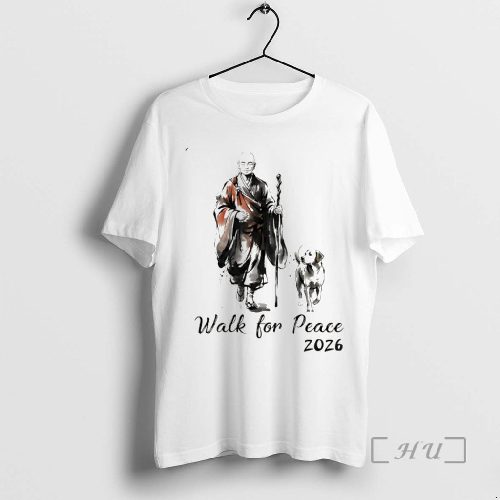 Officials Peace Walking Monk And Aloka Dog Walk For Peace 2026 2026 Premium T Shirts