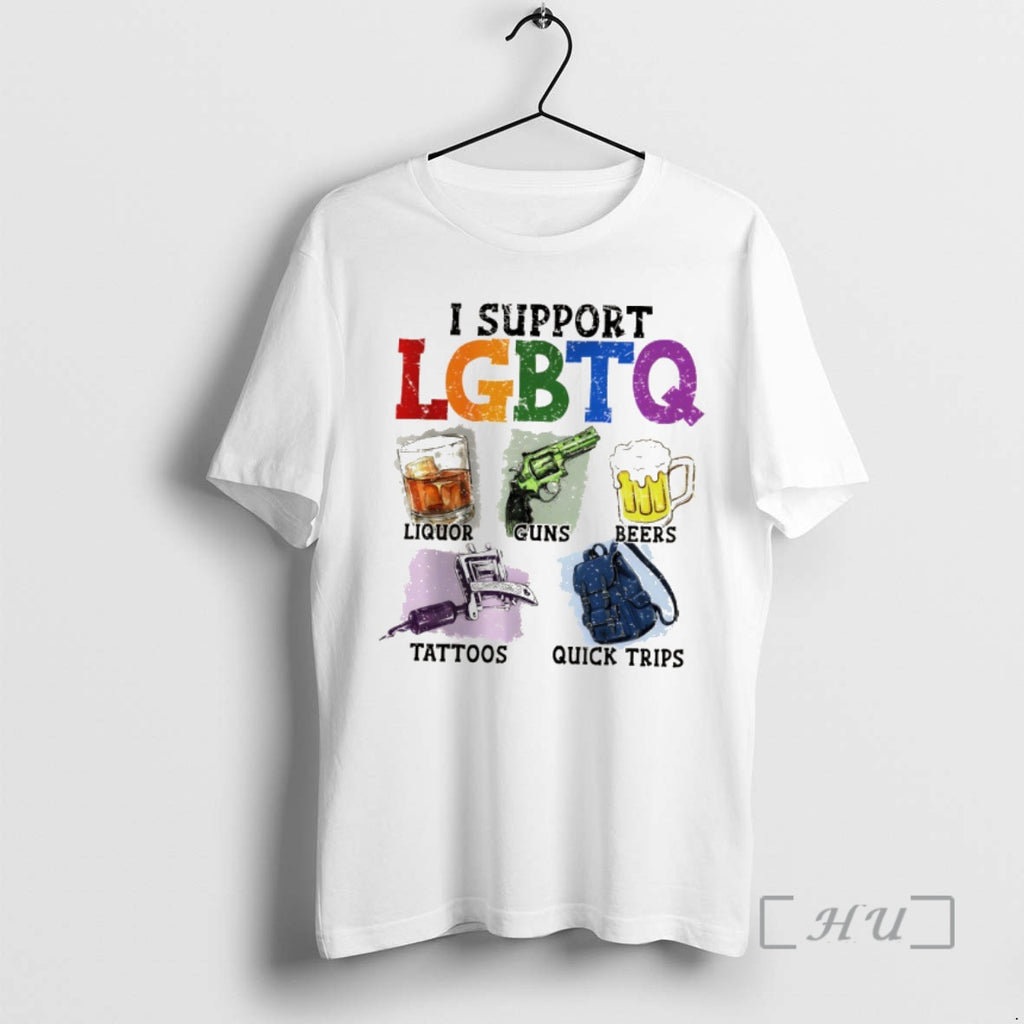 Officials Pride Month Graphic I Support Lgbtq Liquor Guns Beers Tattoos Premium T Shirts Sweater