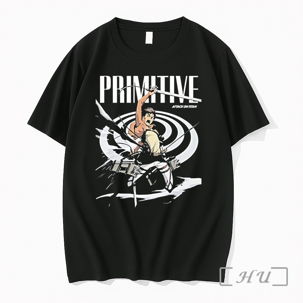 Officials Primitive Attack On Titan Eren Yeager Swinging Sword Graphic Unisex , , , Long Sleeve Tee