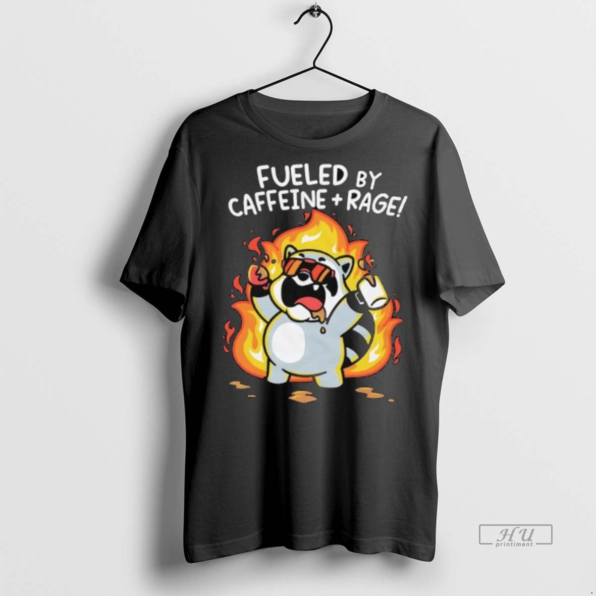 Officials Raccoon Fueled By Caffeine Rage Graphic Premium Tee Shirt Sweater