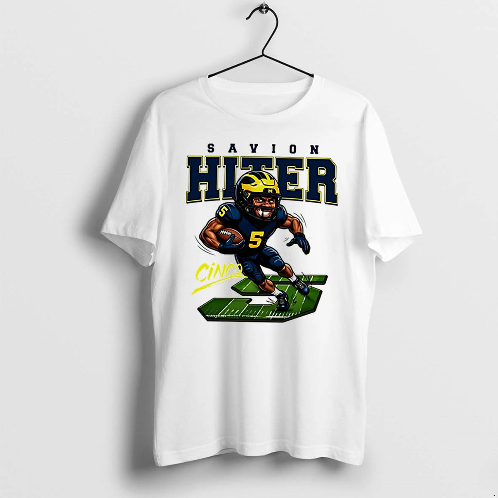 Officials Savion Hiter Michigan Football Cinco Caricature Tee Premium T Shirt