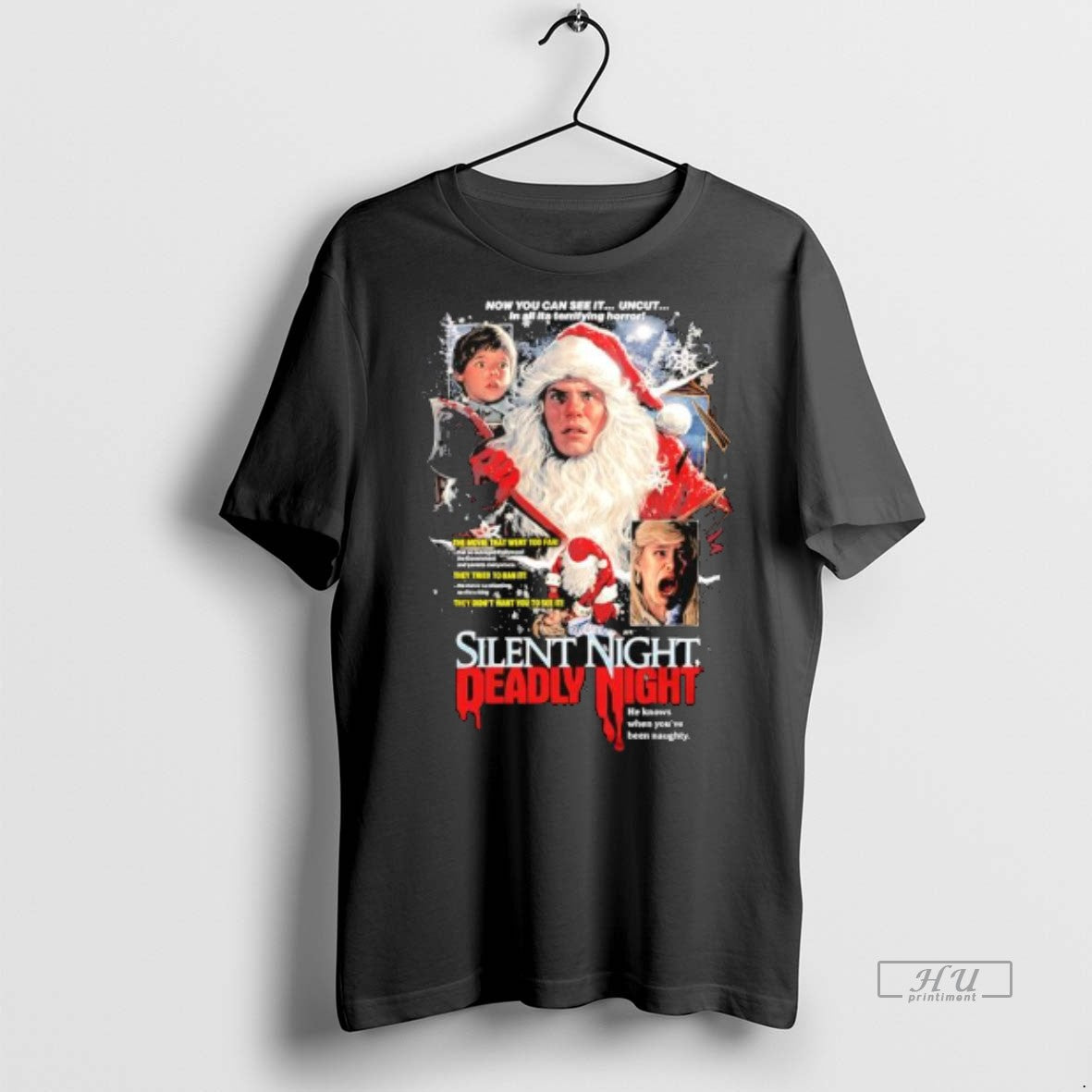 Officials Silent Night Deadly Night Unholy Night Santa Suit Graphic Premium Tee Shirt Sweater