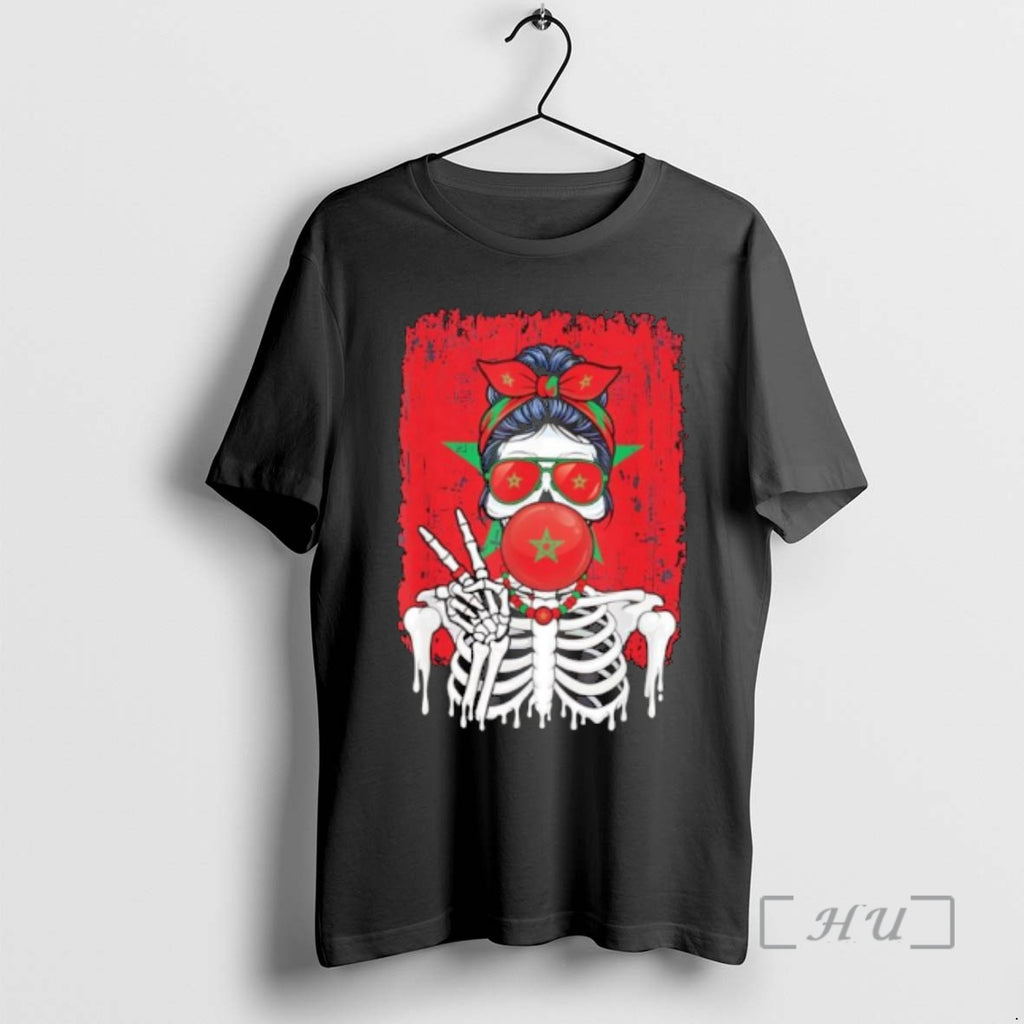Officials Skeleton Girl Morocco Flag Glasses Peace Sign Bubble Gum